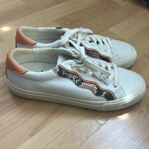 Madewell leather sneakers with snakeskin trim size 7.5